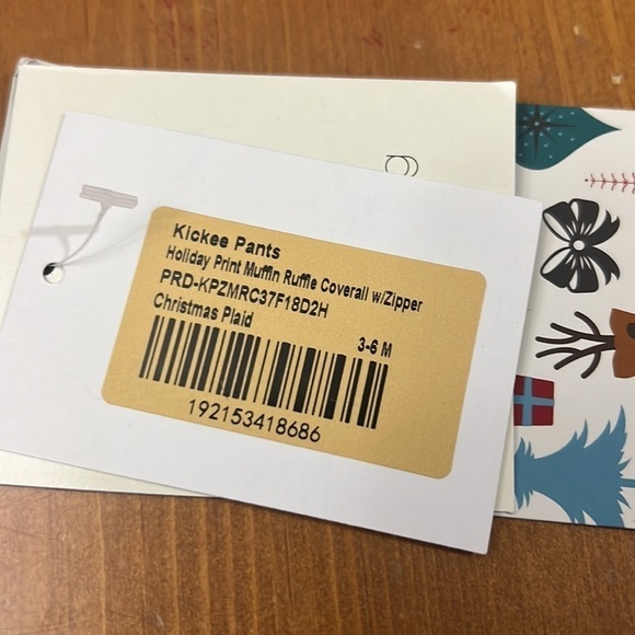 NWT Kickee Pants Holiday Print Muffin Ruffle Coverall w/zipper size 3-6M - Picture 2 of 5